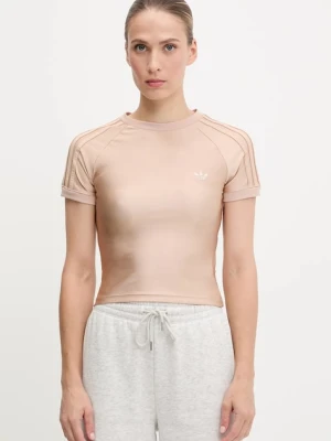 adidas Originals t-shirt 3-Stripe Spandex damski kolor beżowy JJ0909