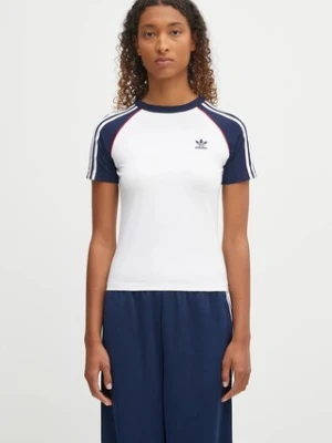 adidas Originals t-shirt 3-Stripes Raglan Slim damski kolor biały JV7190