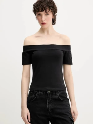 adidas Originals t-shirt Bandeau SS damski kolor czarny dekolt hiszpański JV9742