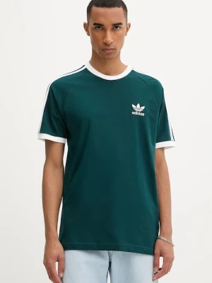 adidas Originals t-shirt bawełniany 3-Stripes męski kolor zielony z aplikacją JY1374