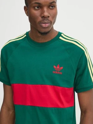 adidas Originals t-shirt bawełniany 3S PANEL męski kolor zielony wzorzysty JD4277