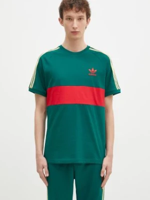 adidas Originals t-shirt bawełniany 3S PANEL męski kolor zielony wzorzysty JD4277