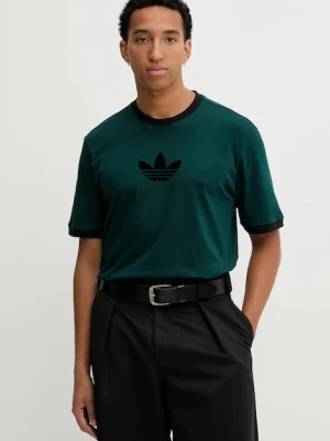 adidas Originals t-shirt bawełniany Adicolor loose 2000s męski kolor zielony z aplikacją JX1513