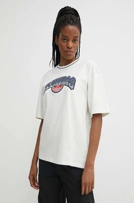 adidas Originals t-shirt bawełniany damski kolor beżowy IU2491