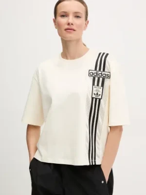 adidas Originals t-shirt bawełniany damski kolor beżowy JD0098