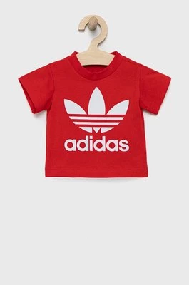 adidas Originals t-shirt bawełniany dziecięcy HE2189 kolor czerwony z nadrukiem