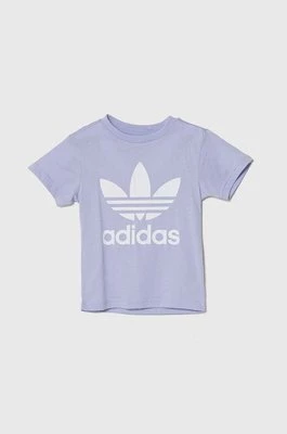 adidas Originals t-shirt bawełniany dziecięcy kolor fioletowy