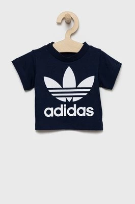 adidas Originals t-shirt bawełniany dziecięcy kolor granatowy z nadrukiem
