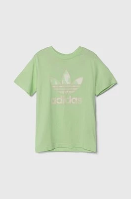 adidas Originals t-shirt bawełniany dziecięcy kolor zielony z aplikacją