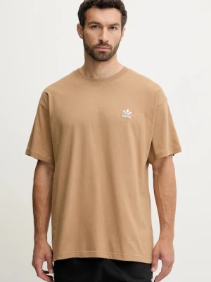 adidas Originals t-shirt bawełniany Essentials męski kolor brązowy z aplikacją JV5944