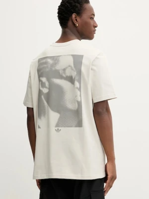 adidas Originals t-shirt bawełniany Face GFX męski kolor beżowy gładki JW0977