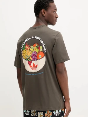 adidas Originals t-shirt bawełniany Graphic Lo Ss T męski kolor zielony z nadrukiem JW2977