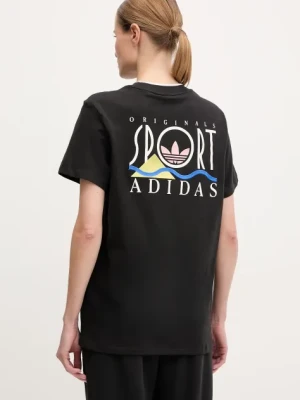 adidas Originals t-shirt bawełniany Graphic Loose T damski kolor czarny JD1805