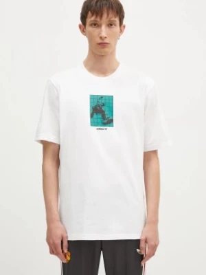 adidas Originals t-shirt bawełniany GRFX Tee męski kolor beżowy z aplikacją IZ4839