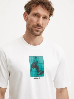 adidas Originals t-shirt bawełniany GRFX Tee męski kolor beżowy z aplikacją IZ4839