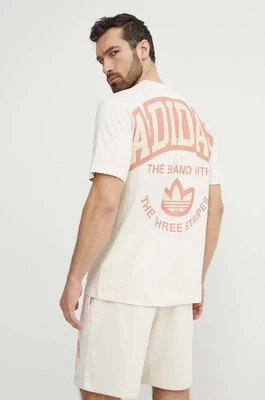 adidas Originals t-shirt bawełniany męski kolor beżowy wzorzysty IS0186