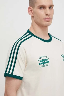adidas Originals t-shirt bawełniany męski kolor beżowy z nadrukiem IU0217