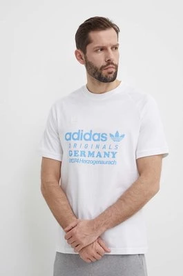 adidas Originals t-shirt bawełniany męski kolor beżowy z nadrukiem IR9634