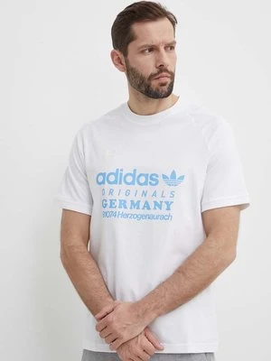 adidas Originals t-shirt bawełniany męski kolor beżowy z nadrukiem IR9634