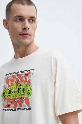 adidas Originals t-shirt bawełniany męski kolor beżowy z nadrukiem IS2905