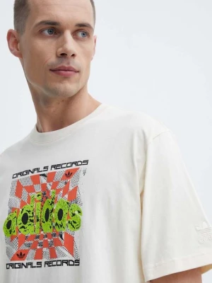 adidas Originals t-shirt bawełniany męski kolor beżowy z nadrukiem IS2905