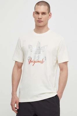 adidas Originals t-shirt bawełniany męski kolor beżowy z nadrukiem IS2910