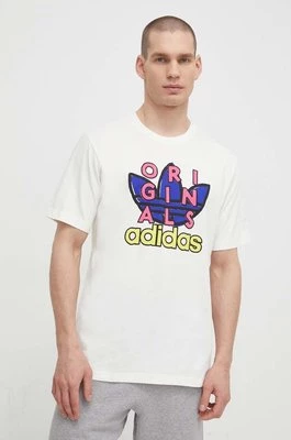 adidas Originals t-shirt bawełniany męski kolor beżowy z nadrukiem IS2911