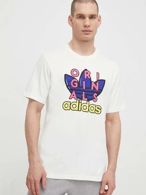 adidas Originals t-shirt bawełniany męski kolor beżowy z nadrukiem IS2911