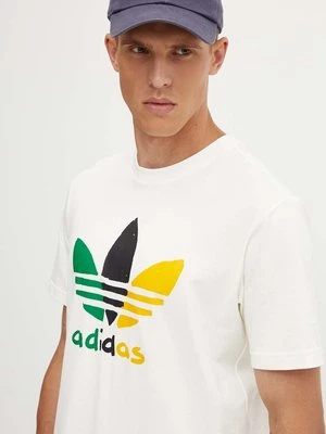 adidas Originals t-shirt bawełniany męski kolor beżowy z nadrukiem IX6716