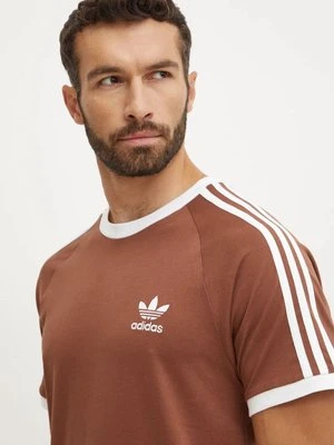 adidas Originals t-shirt bawełniany męski kolor brązowy z aplikacją IZ3071