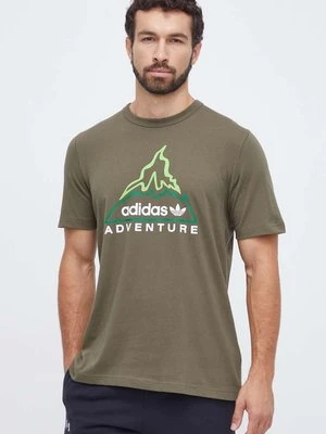 adidas Originals t-shirt bawełniany męski kolor brązowy z nadrukiem