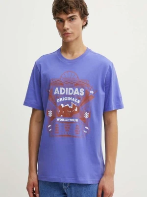 adidas Originals t-shirt bawełniany męski kolor fioletowy z nadrukiem IZ2584