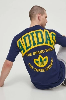 adidas Originals t-shirt bawełniany męski kolor granatowy z nadrukiem IS0184