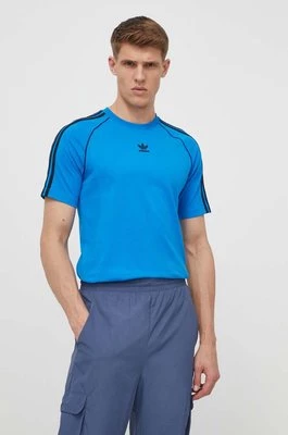 adidas Originals t-shirt bawełniany męski kolor niebieski wzorzysty IS2830