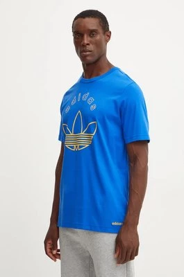 adidas Originals t-shirt bawełniany męski kolor niebieski z aplikacją IY0425