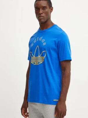 adidas Originals t-shirt bawełniany męski kolor niebieski z aplikacją IY0425