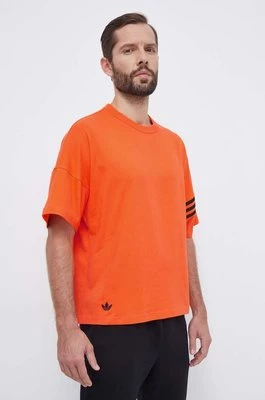 adidas Originals t-shirt bawełniany męski kolor pomarańczowy z aplikacją