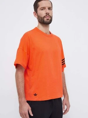 adidas Originals t-shirt bawełniany męski kolor pomarańczowy z aplikacją