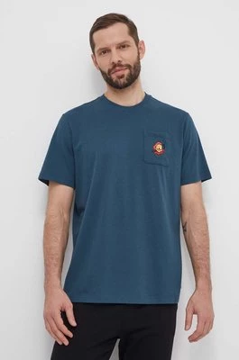 adidas Originals t-shirt bawełniany męski kolor turkusowy z aplikacją IS2919