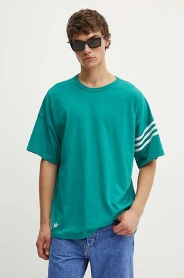 adidas Originals t-shirt bawełniany męski kolor turkusowy z aplikacją JF9136