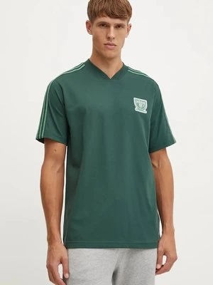 adidas Originals t-shirt bawełniany męski kolor zielony z aplikacją IW3240