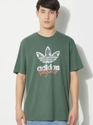 adidas Originals t-shirt bawełniany męski kolor zielony z nadrukiem IS0228