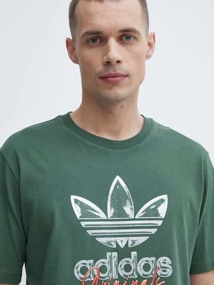 adidas Originals t-shirt bawełniany męski kolor zielony z nadrukiem IS0228