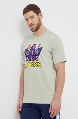 adidas Originals t-shirt bawełniany męski kolor zielony z nadrukiem IS0231