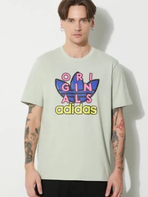 adidas Originals t-shirt bawełniany męski kolor zielony z nadrukiem IS0231