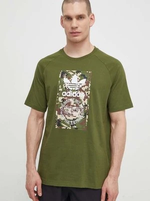 adidas Originals t-shirt bawełniany męski kolor zielony z nadrukiem IS0248