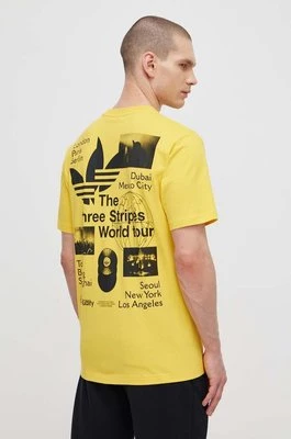 adidas Originals t-shirt bawełniany męski kolor żółty z nadrukiem IS0183