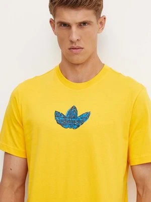 adidas Originals t-shirt bawełniany męski kolor żółty z nadrukiem IZ2572