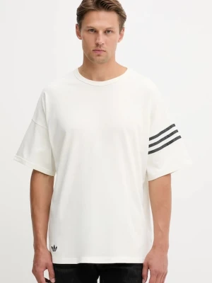 adidas Originals t-shirt bawełniany Neu C Tee męski kolor beżowy gładki HZ3698