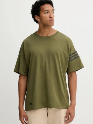 adidas Originals t-shirt bawełniany Neu C Tee męski kolor zielony z aplikacją HZ3697